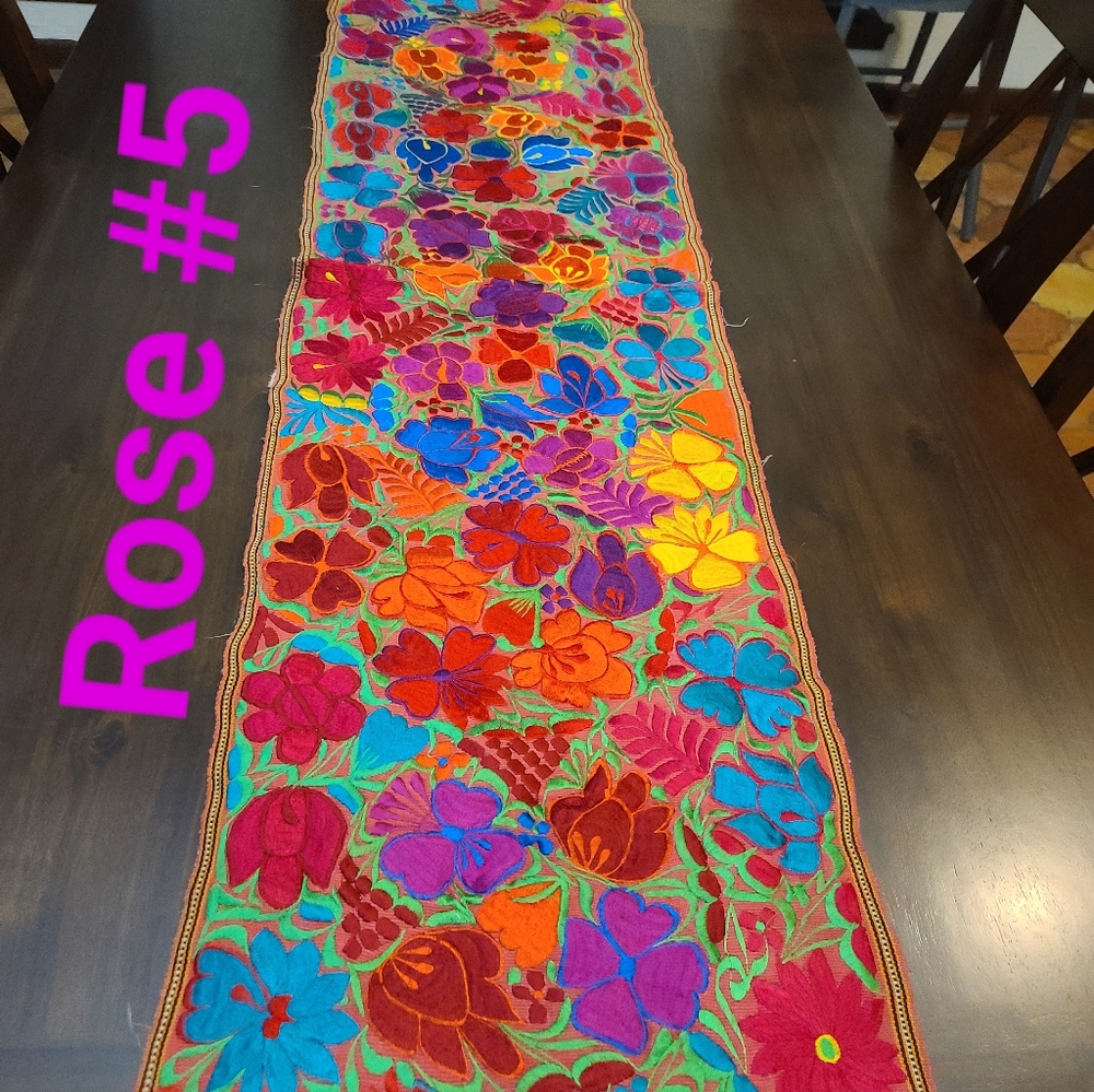 Beautiful Mexican Embroidered Table Runner 8ft